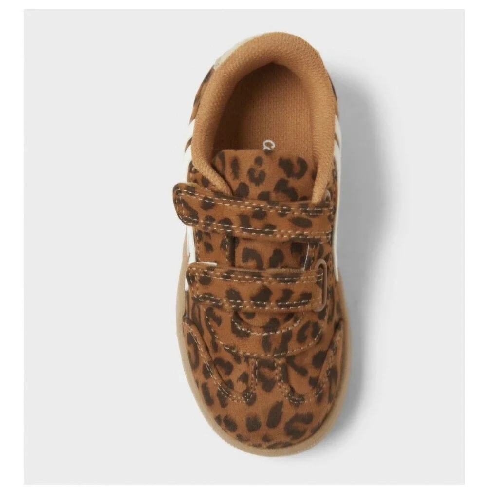 Cat & Jack Toddler Dakota Retro Court Leopard Print Low Top Sneaker Brown